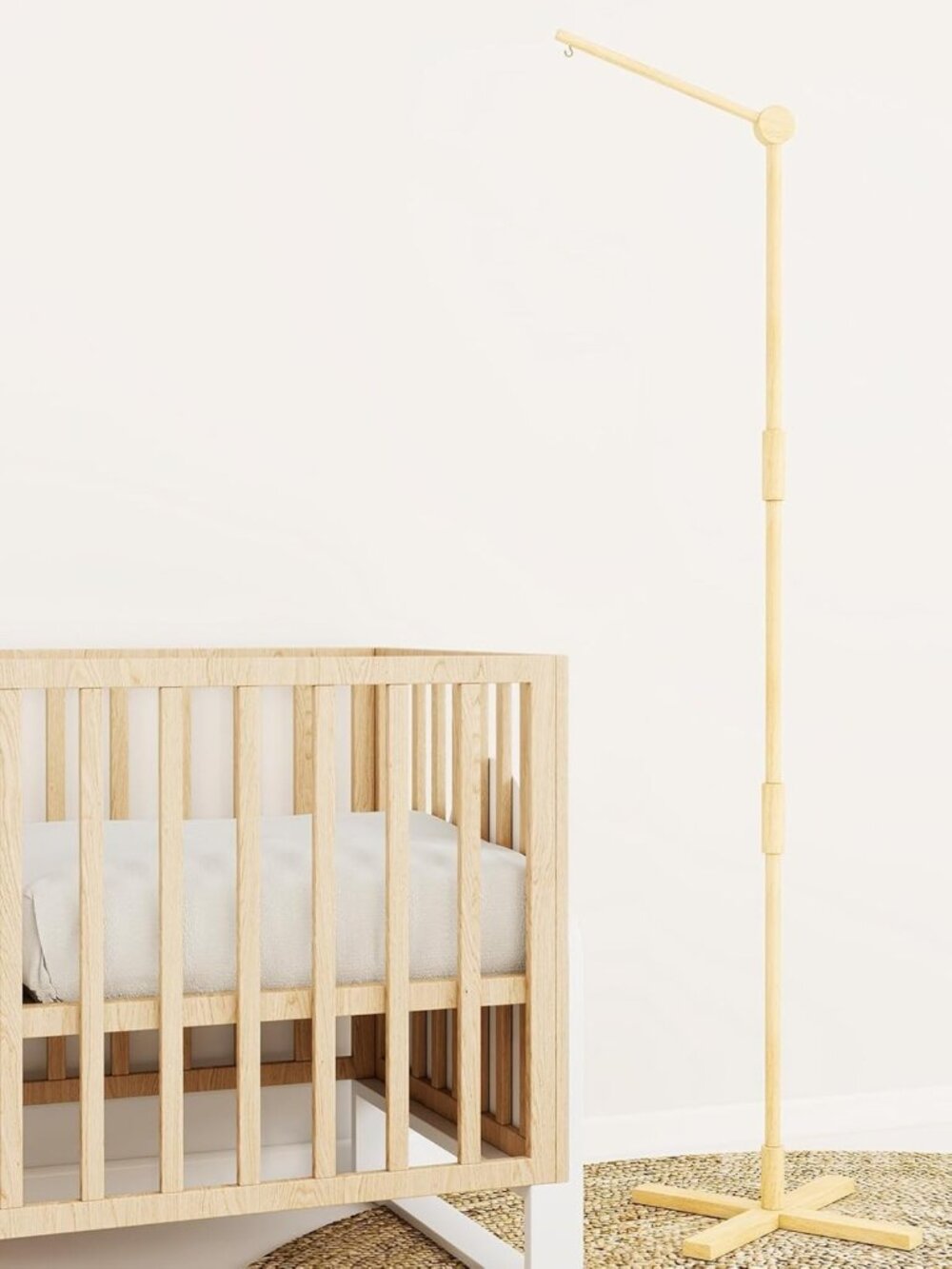 Wooden Crib Mobile Arm - 61" Adjustable Baby Mobile Hanger | Boho Nursery Decor
